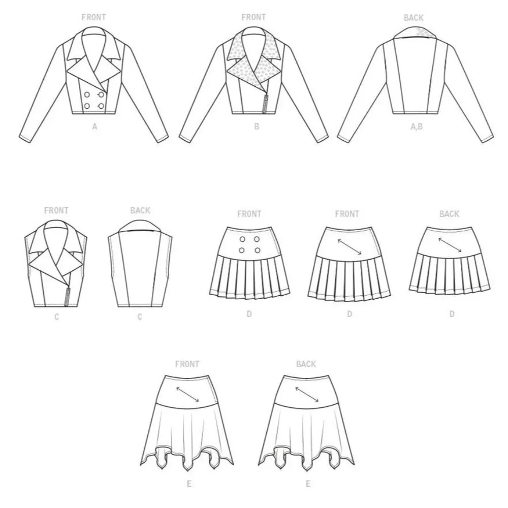 McCalls Sewing Pattern‎ 8130 10675 Pop Culture Skirt Jacket Misses Size 14-22